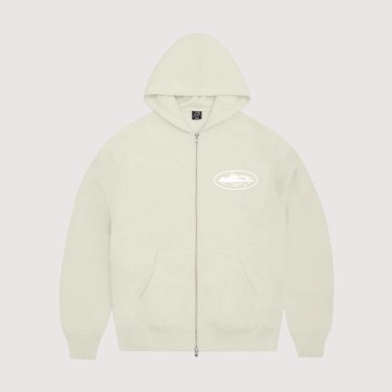 Cortiez Island Puff Print Zip Hoodie Off White