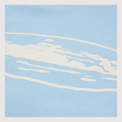 Island Puff Print Zip Hoodie Baby Blue