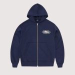 Island Puff Print Zip Hoodie Navy