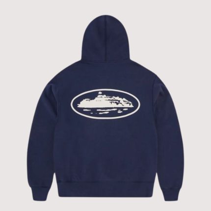 Island Puff Print Zip Hoodie Navy