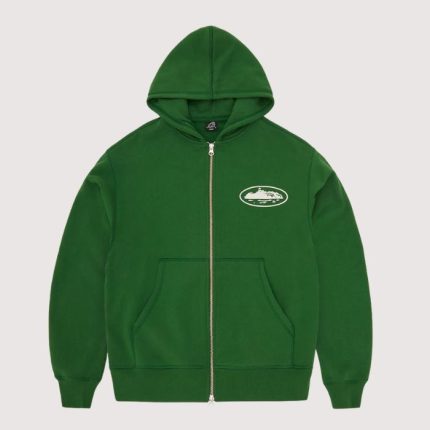 Island Puff Print Zip Hoodie Green