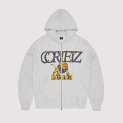 Cortiez Lion Boxy Zip Hoodie Light Heather