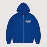 Island Puff Print Zip Hoodie Washed Royal